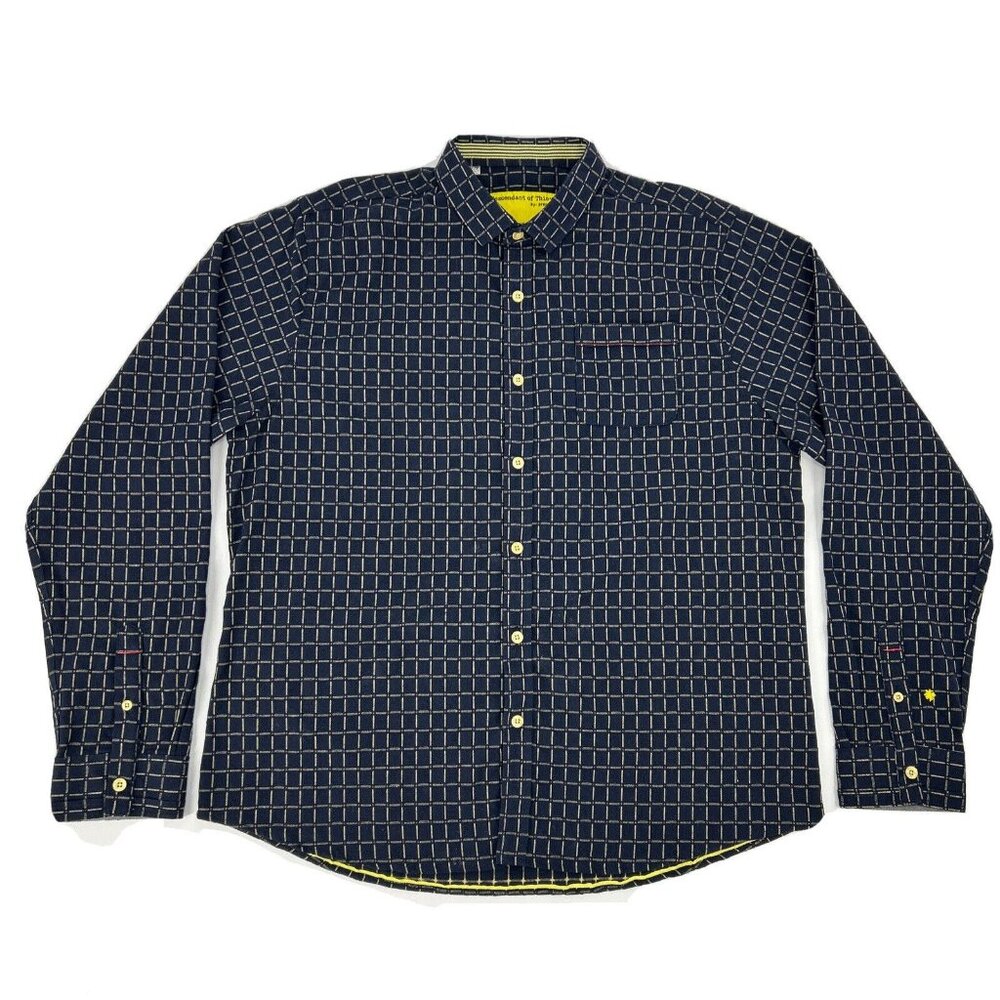 Descendant of Thieves Shirt Men 2XL Blue Squares Button Down 107 Limited Edition